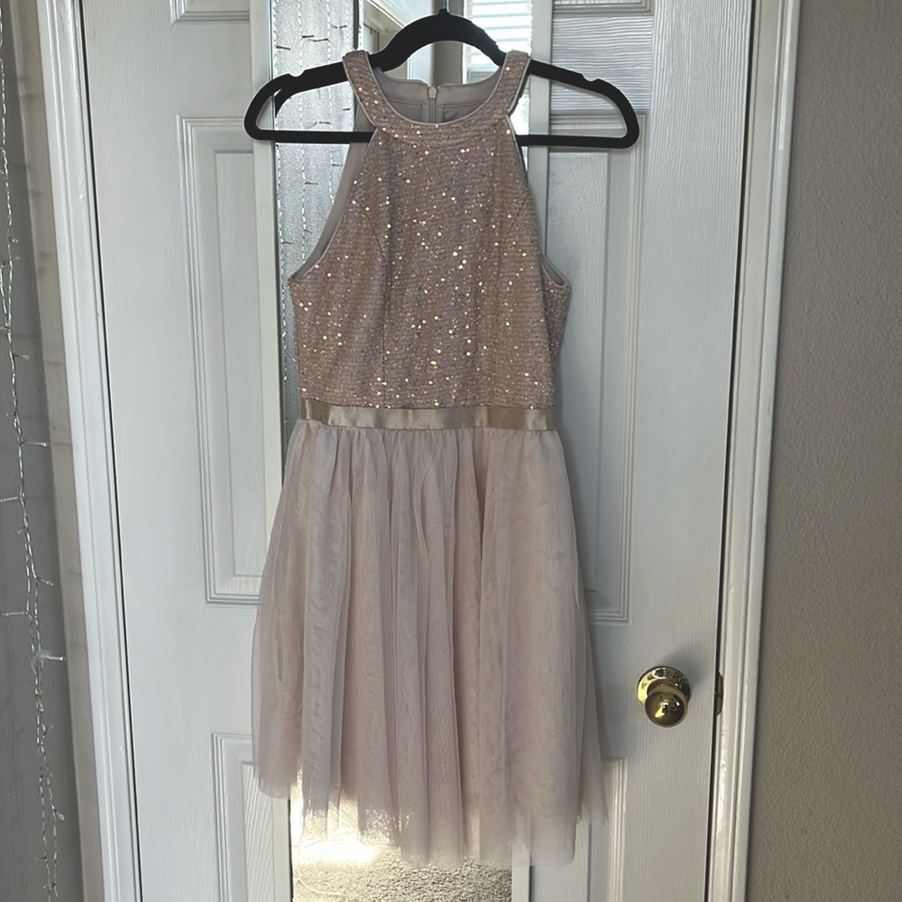 Champagne S Short Halter Cocktail Party Dress